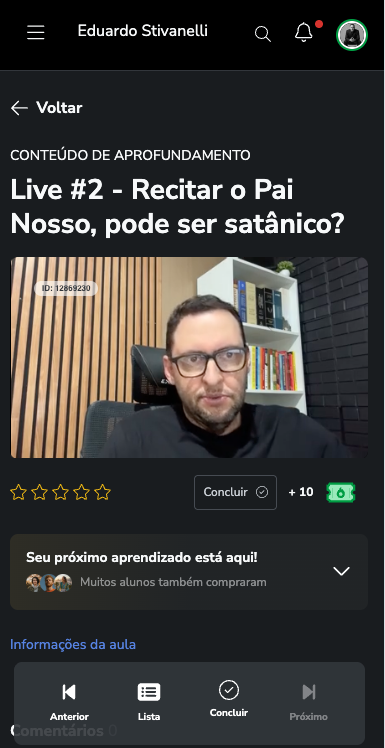 Tela de aula do GPS Bíblico no celular