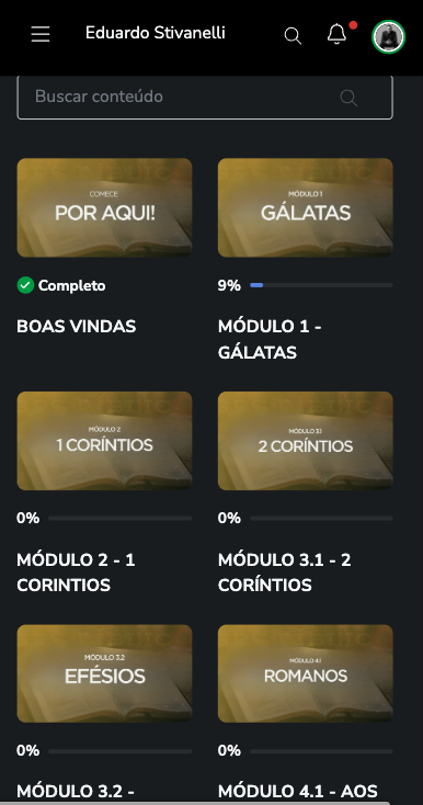 Módulos de estudo bíblico do GPS Bíblico no celular